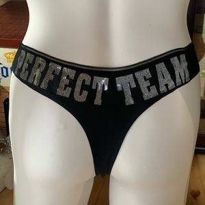 PERFECT TEAM Thong, Black , Silver Lettering